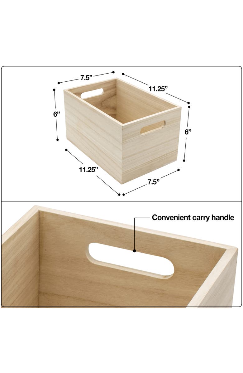 SORBUS Set of 2 Wooden Organizing Crates, Alternate, color, Natural