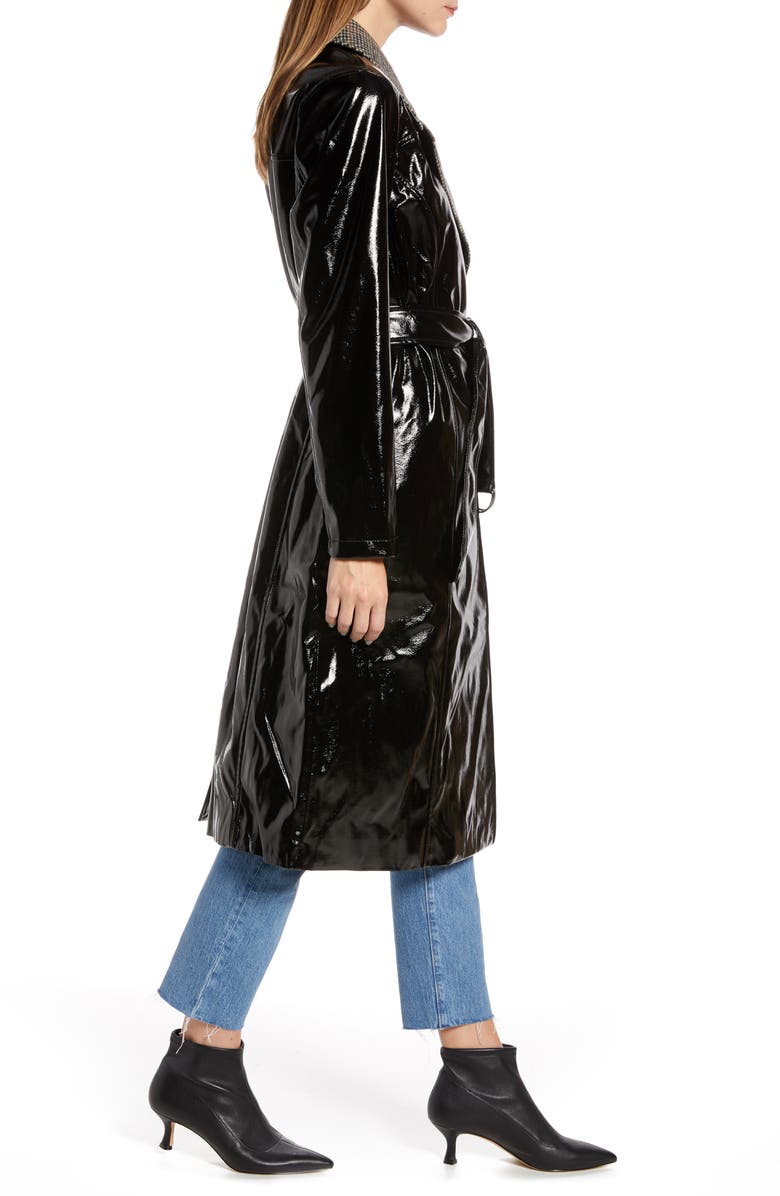 Something Navy Glossy Trench Coat, Alternate, color,