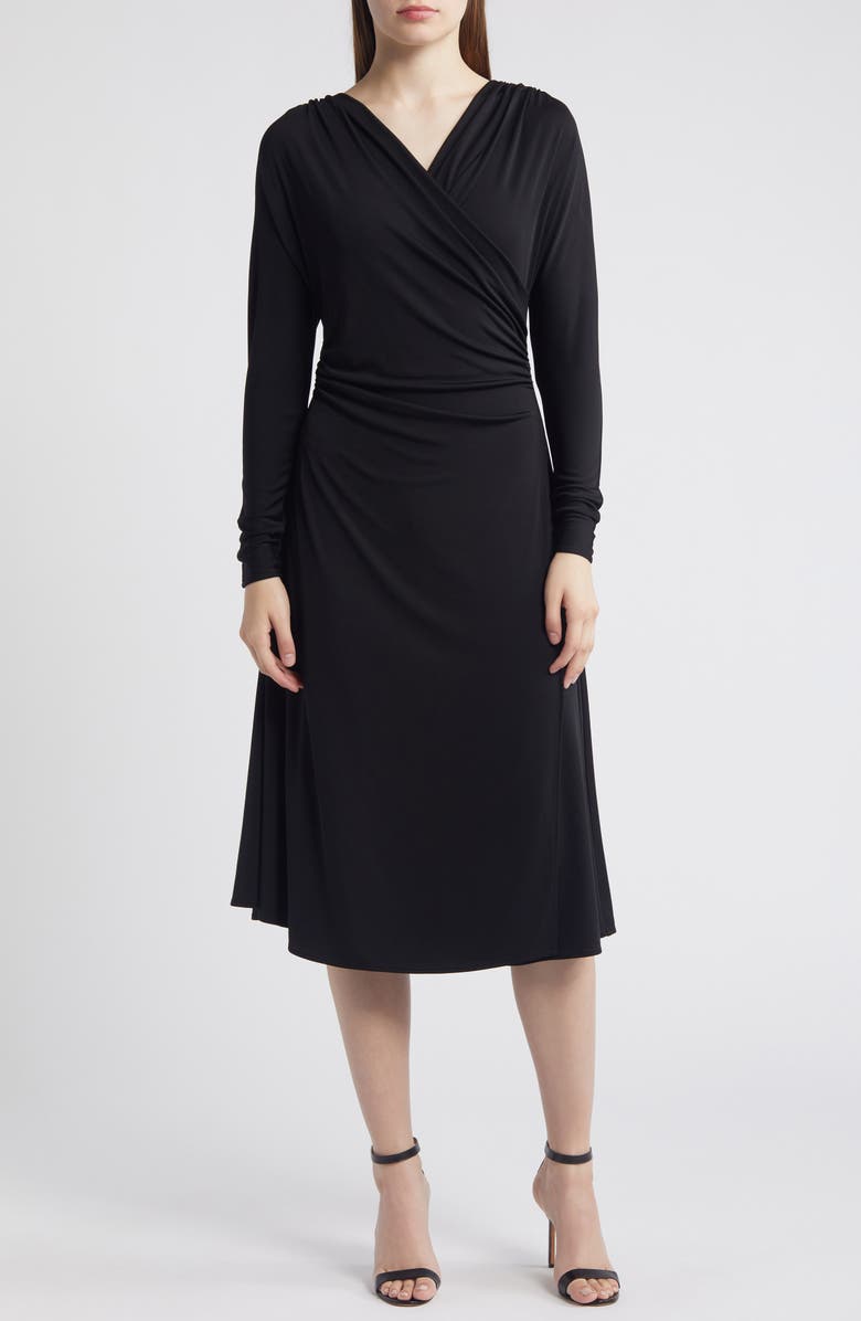 BOSS Ettita Long Sleeve Midi Dress, Main, color, Blk