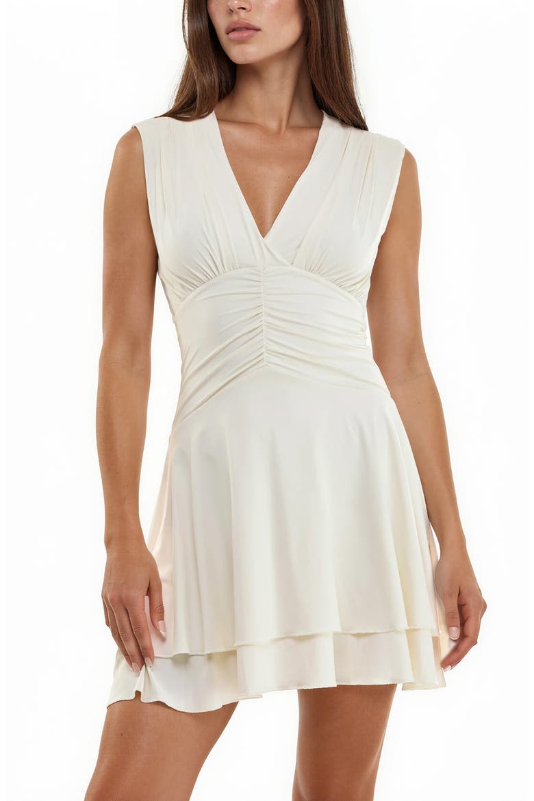 Ruched Tiered Minidress, Alternate, color, IVORY