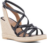 Aquatalia Jenni Water Repellent Ankle Strap Espadrille Platform Wedge Sandal