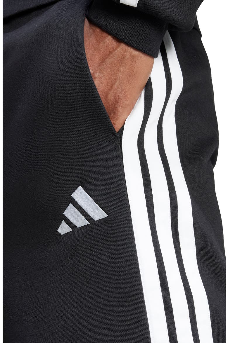 Essentials 3-Stripes Fleece Shorts, Alternate, color, BLACK/WHIT