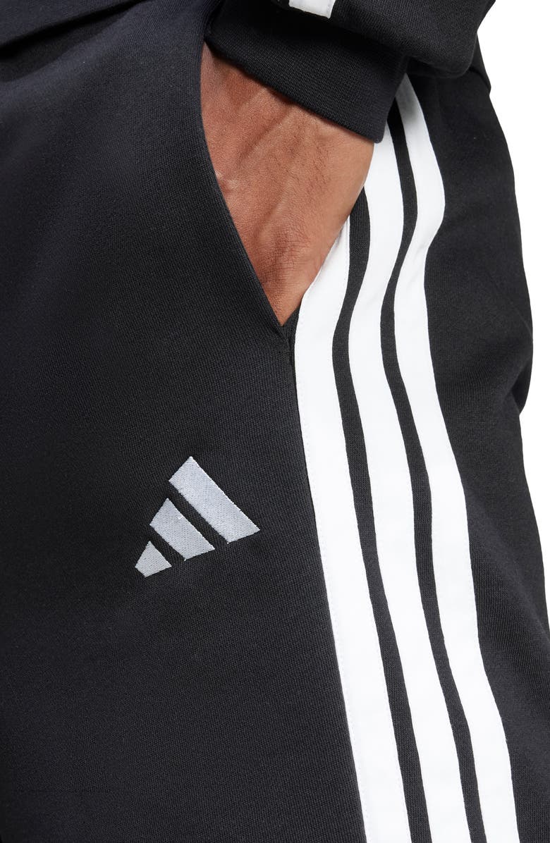 adidas Essentials 3-Stripes Fleece Shorts, Alternate, color, Black/ White