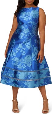 Adrianna Papell Metallic Floral Jacquard Fit & Flare Cocktail Dress