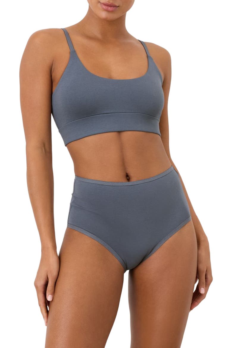 Everyday Strappy Scoop Bralette Made With Organic Cotton, Alternate, color, Light Steel Blue