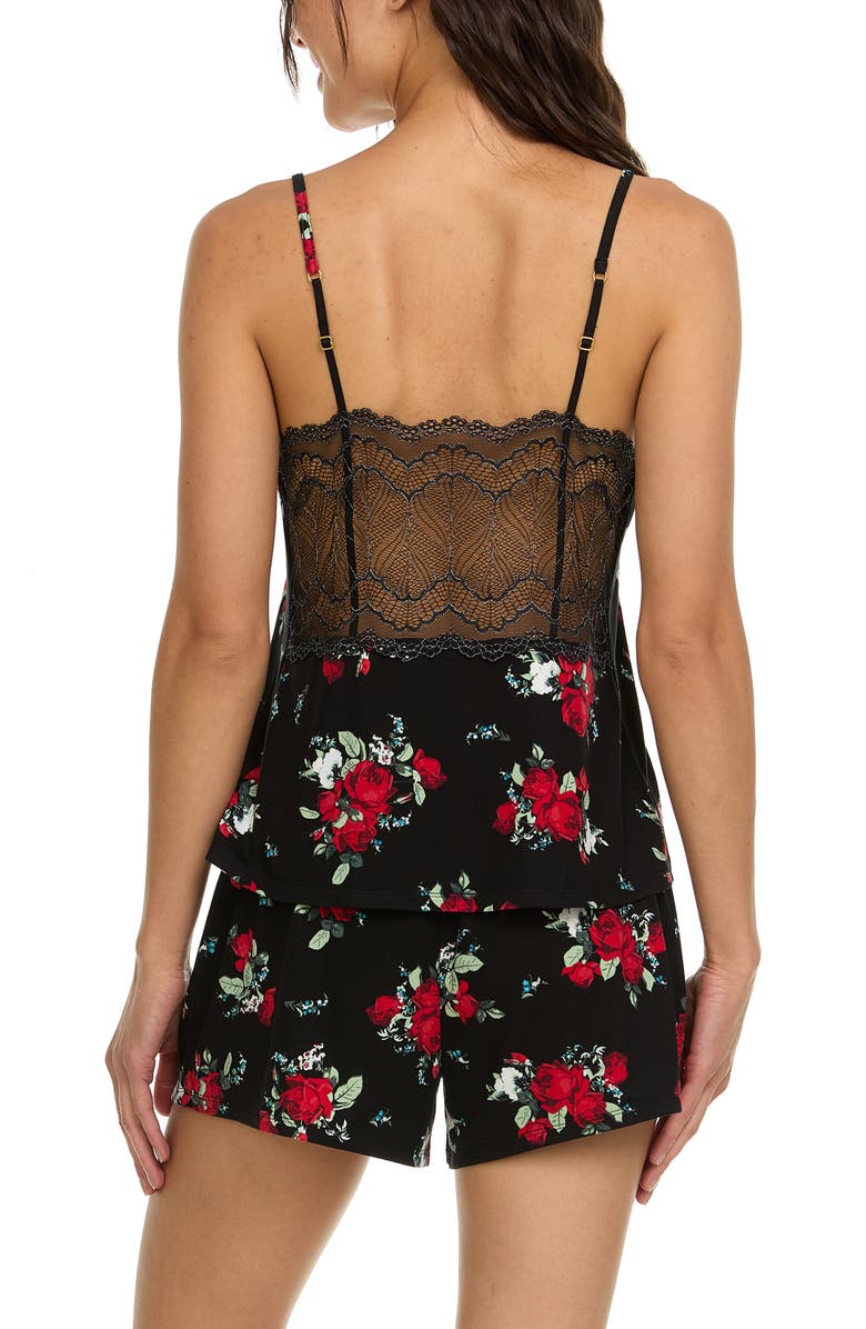 Flora By Flora Nikrooz Jo Printed Cami & Shorts Pajama Set, Alternate, color, Black