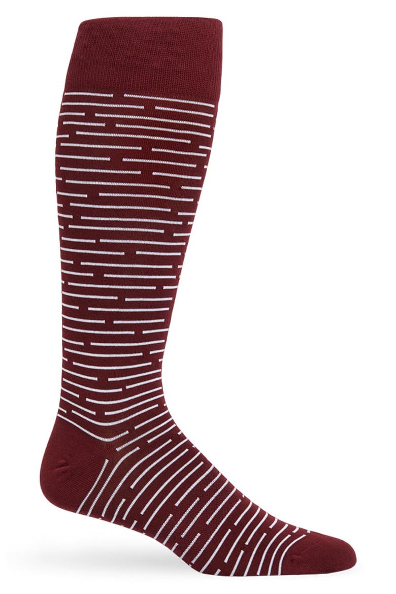 Broken Striped Dress Socks, Main, color, MAROON