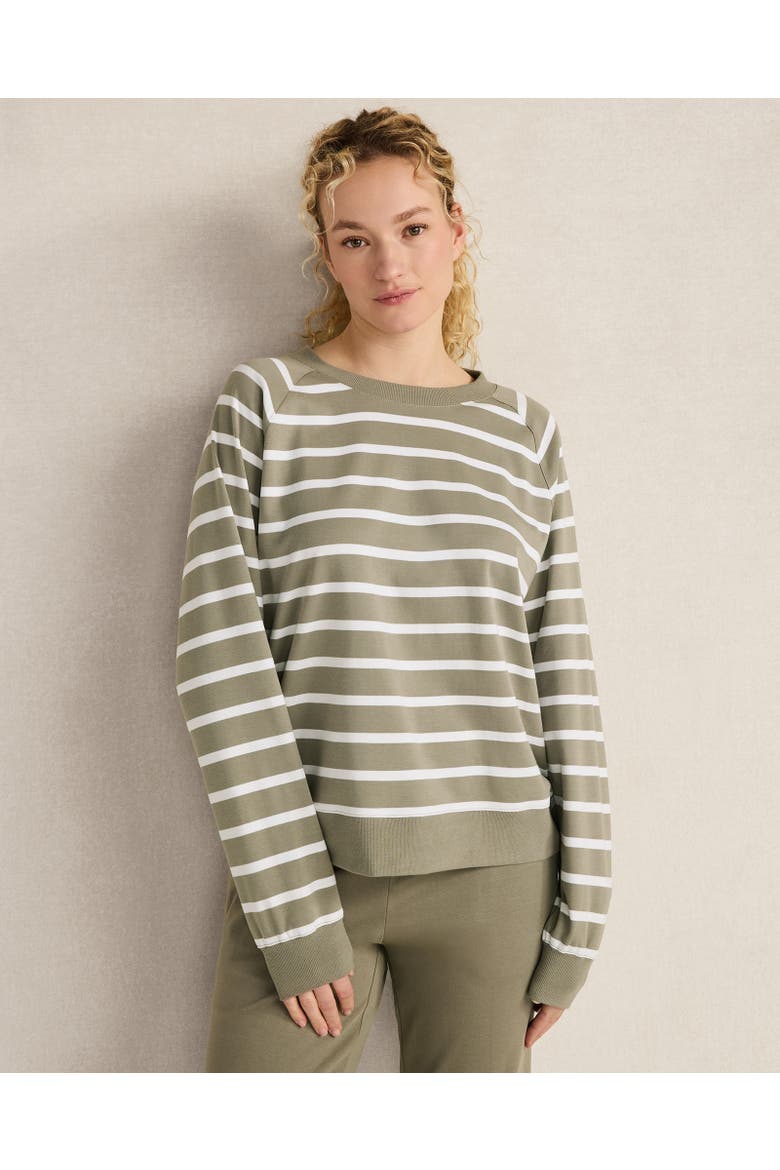 Organic Cotton Interlock Everyday Sweatshirt, Main, color, Sleigh Stripe Vetiver/White