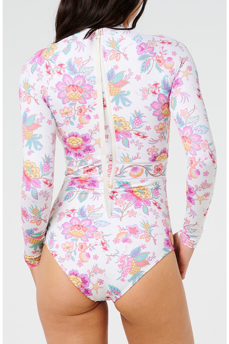 Half Moon Bay Long Sleeve One-Piece Rashguard Swimsuit, Alternate, color, BONE