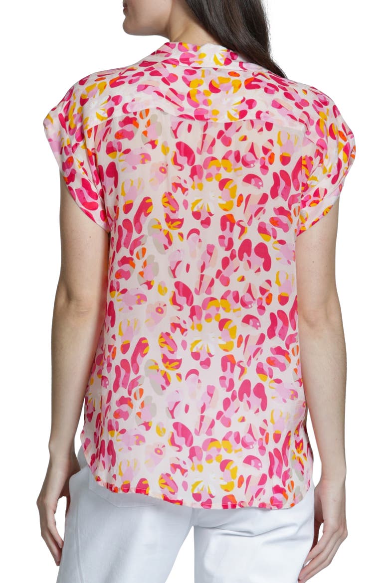 Print Wrap Front Cotton High-Low Top, Alternate, color, PINK MULTI