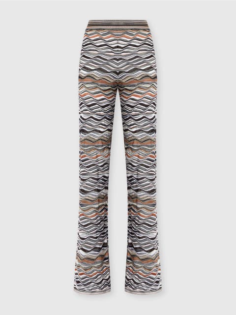 Straight Long Pants With Wave Pattern
