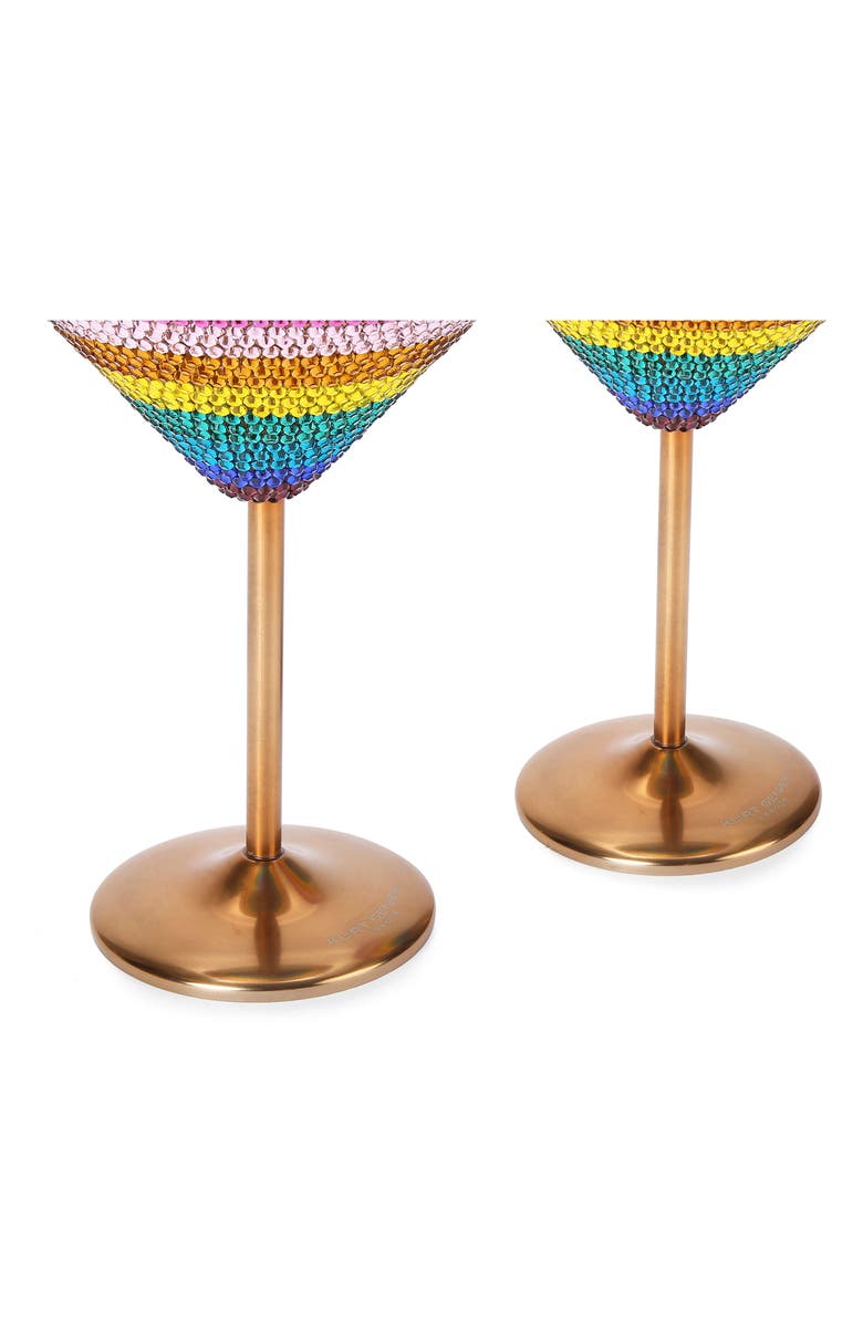 Kurt Geiger London Set of 2 Rainbow Crystal Martini Glasses  display picture 3