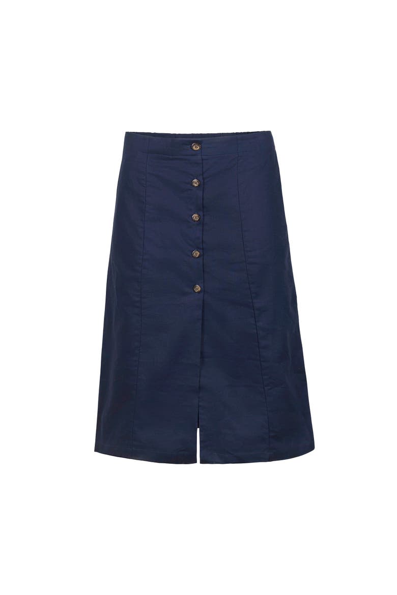 Linen Button Front Skirt, Alternate, color, Navy Linen