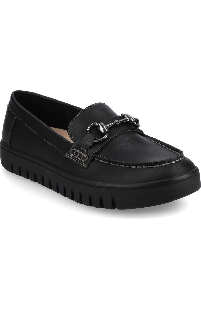 Journee Collection Kaya Horsebit Loafer, Main, color, Black