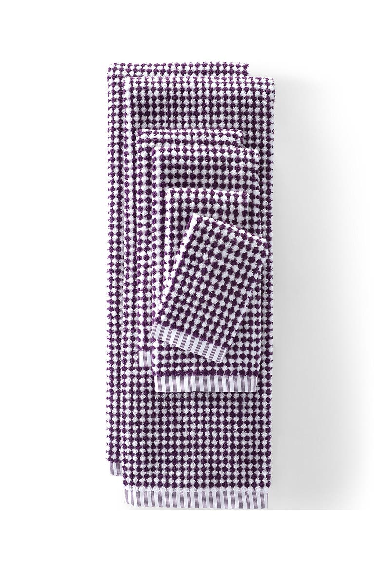 Quick-Dry Cotton Textured Gingham Hand Towel, Main, color, Rich Plum