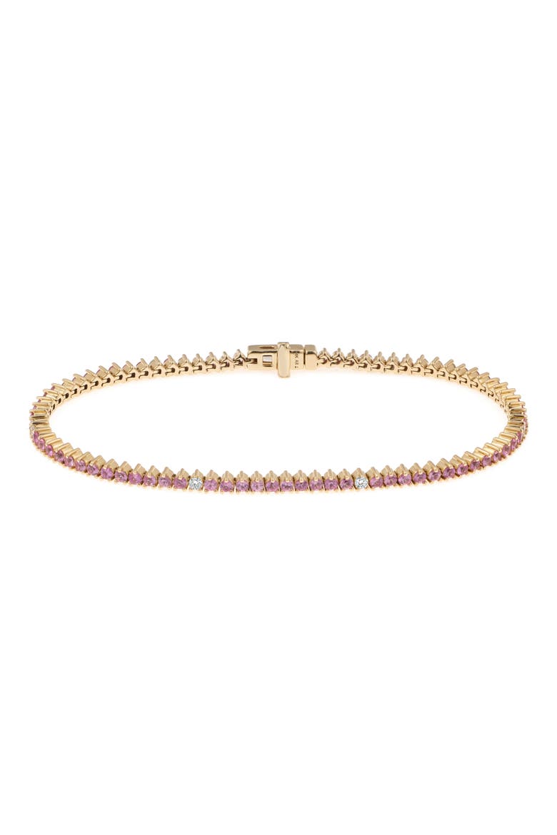 Pink Sapphire & Diamond Tennis Bracelet, Main, color, YELLOW GOLD