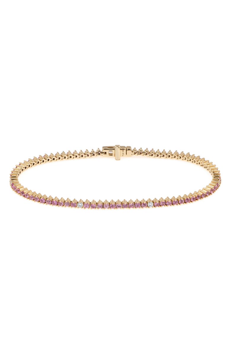 Adina Reyter Pink Sapphire & Diamond Tennis Bracelet, Main, color, Yellow Gold