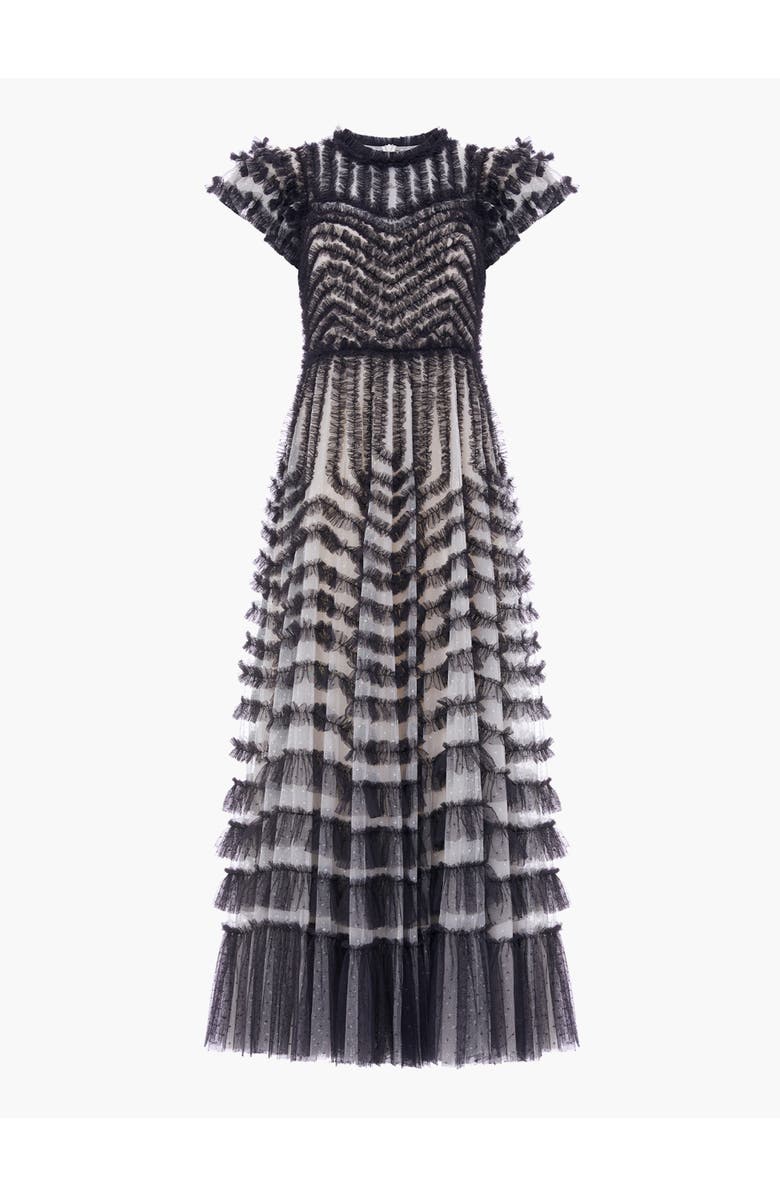 Needle & Thread La Vie En Rose Round Neck Gown, Alternate, color, Cream/Graphite