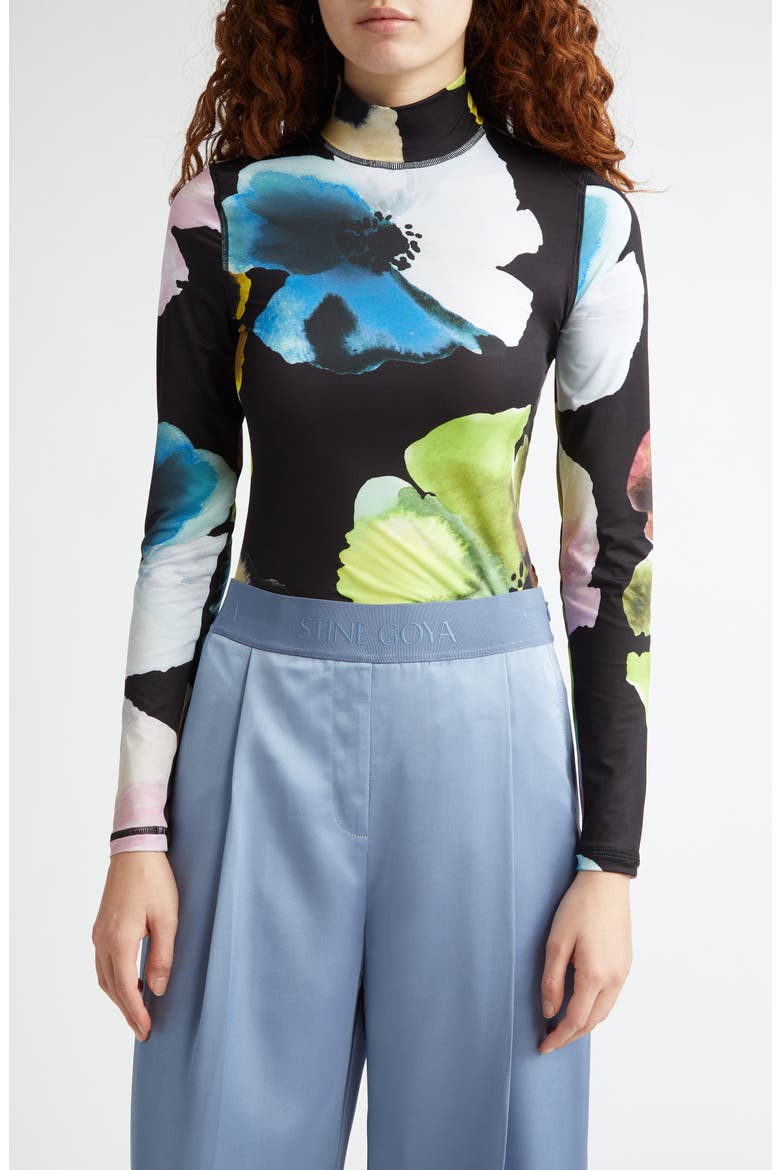 Watercolor Bloom Jersey Top, Main, color, WATERCOLOR BLOOM MAXI