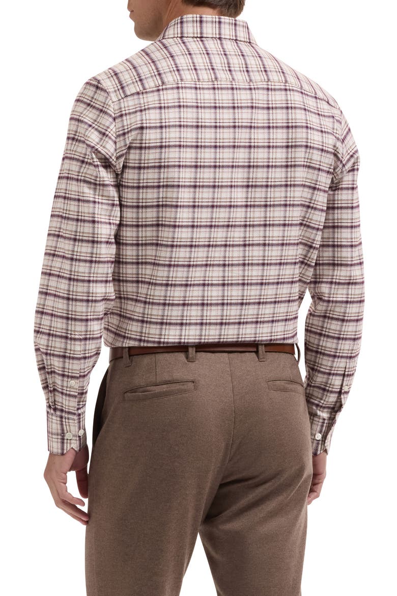 Axel Shaped Fit Plaid Cotton & Cashmere Shirt, Alternate, color, BURGUNDY
