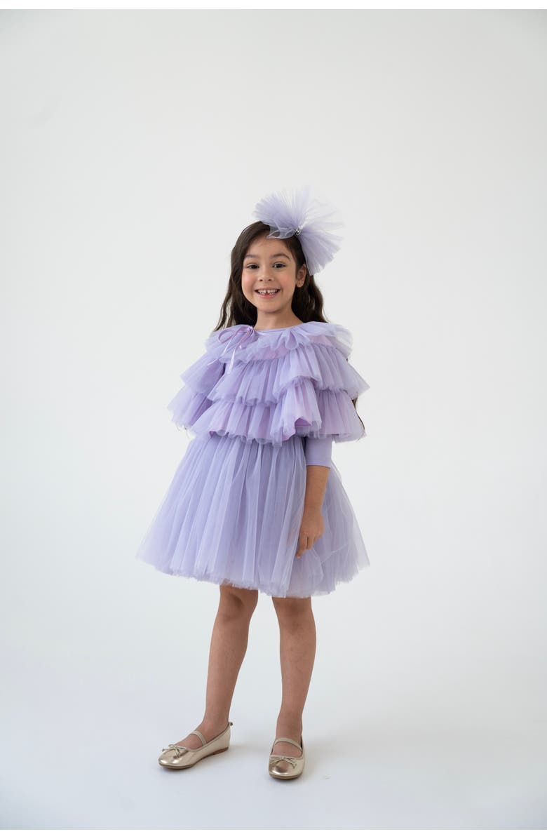 Mini Celebrities Cloud Tulle Dress Set, Alternate, color, Purple Bloom