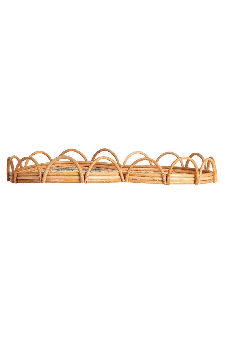 Floral Fantasy Rattan Tray, Alternate, color, Multicolor