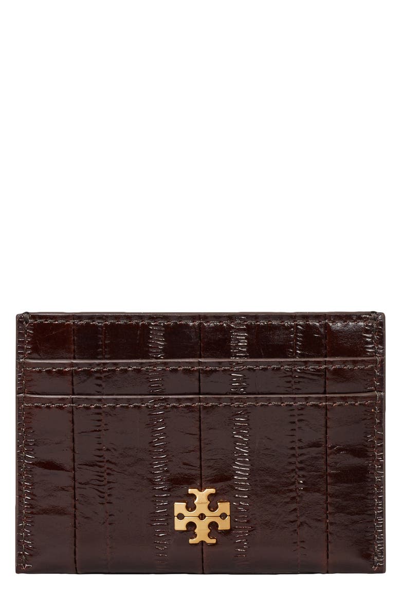 Charlie Eel Embossed Leather Card Case, Main, color, DARK BROWN