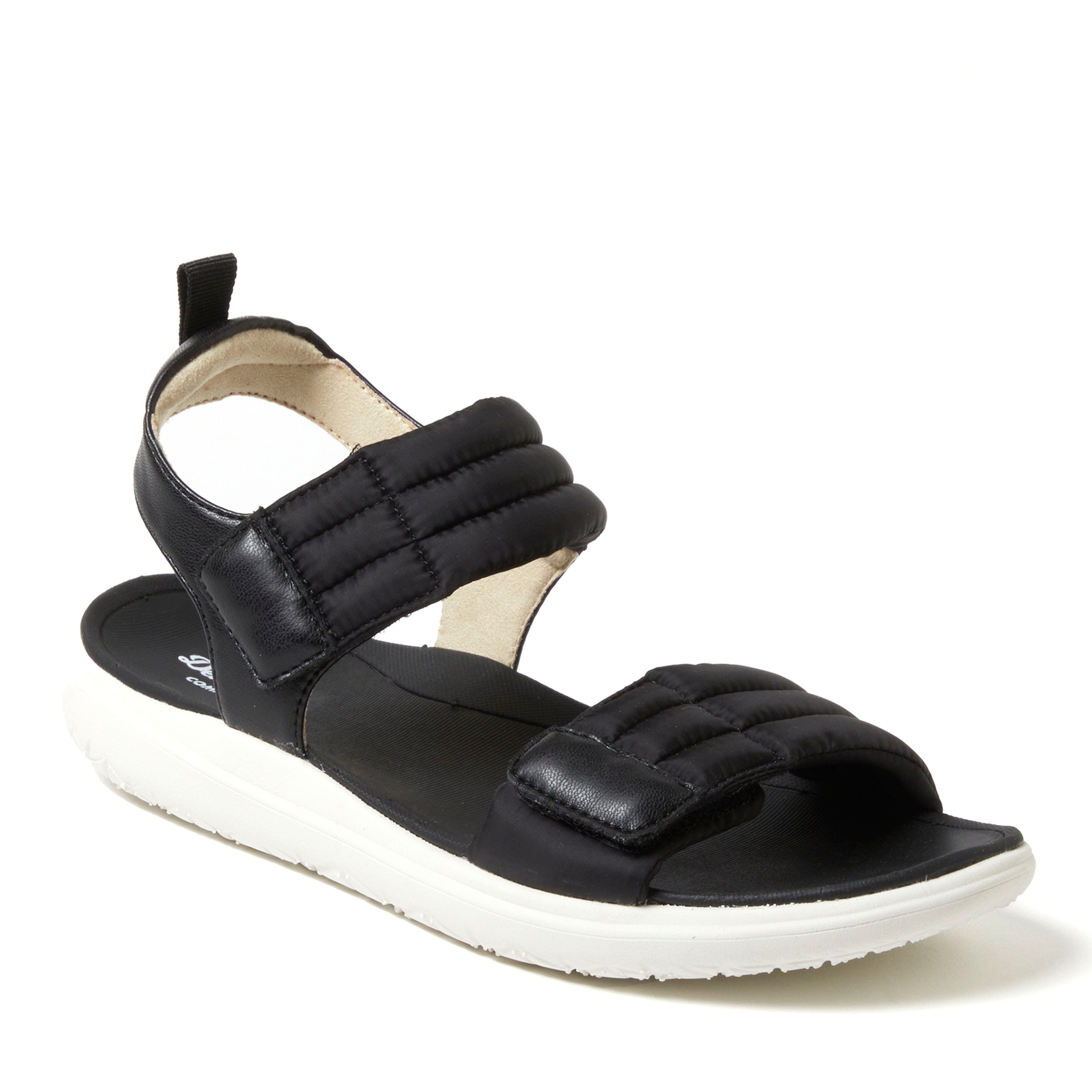 DEARFOAMS Thea Quarter Strap Sandal, Main, color, Black