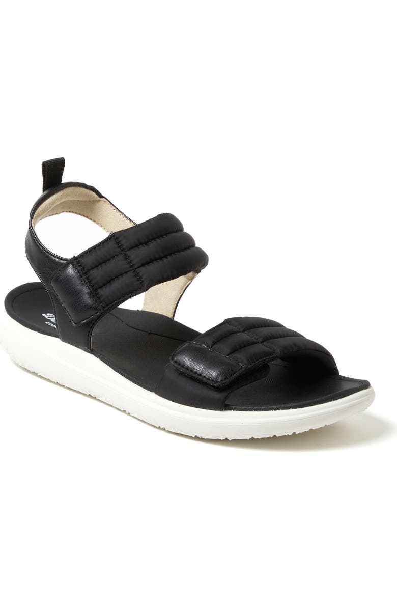 DEARFOAMS Thea Quarter Strap Sandal, Main, color, Black