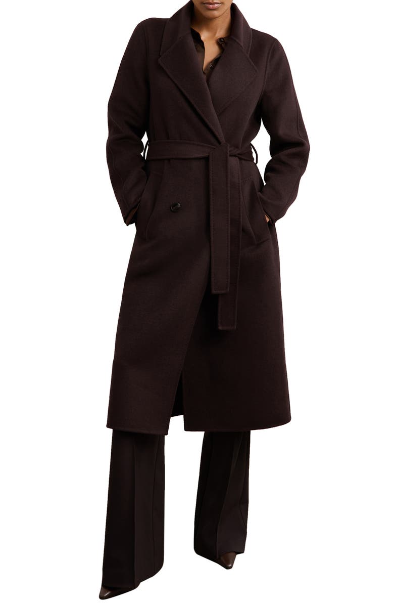 Reiss Rene Wool Blend Coat, Alternate, color, Aubergine