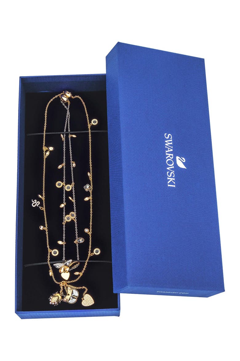 23K Yellow Gold Plated Swarovski Crystal Station Charm Necklace, Alternate, color, METALLIC