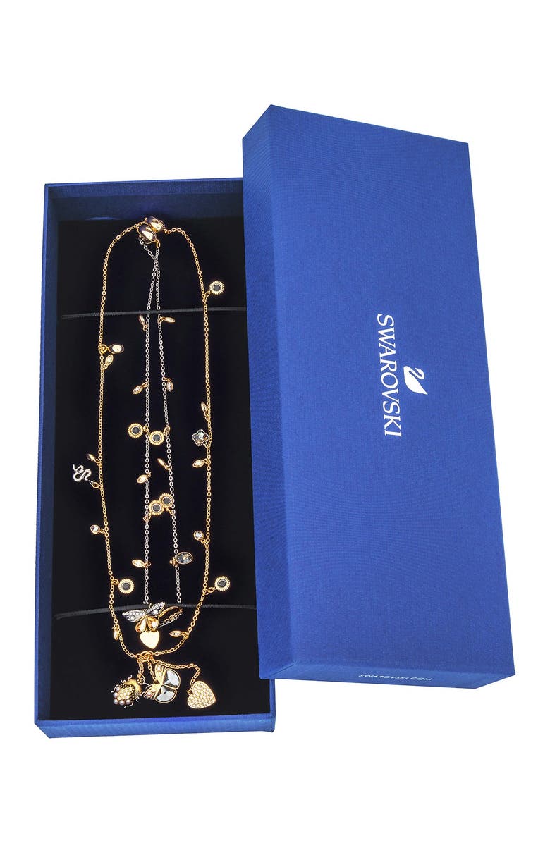 Swarovski 23K Yellow Gold Plated Swarovski Crystal Station Charm Necklace, Alternate, color,