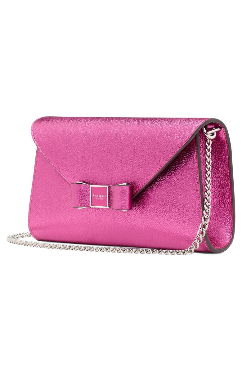 Kate Spade New York morgan bow metallic pebble leather crossbody bag, Alternate, color,