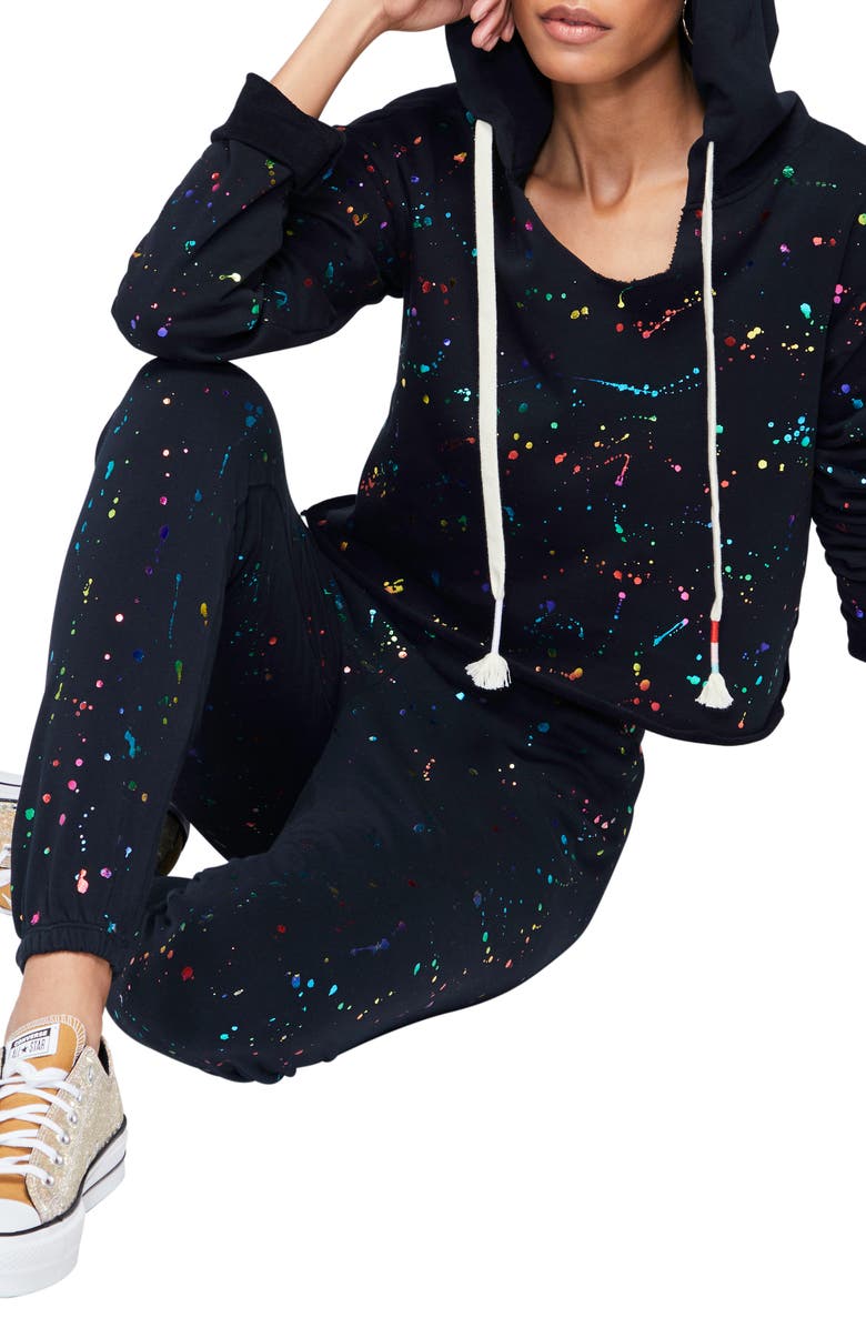 Wildfox Ray Foil Splatter Cotton Blend Hoodie, Alternate, color,