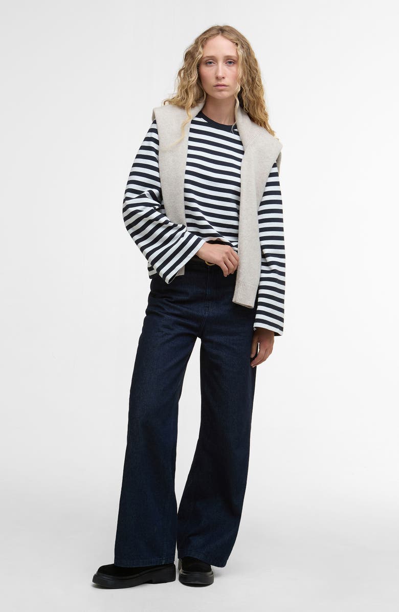 Barbour Robyn Stripe Flare Sleeve Sweatshirt, Alternate, color, Dark Navy Stripe