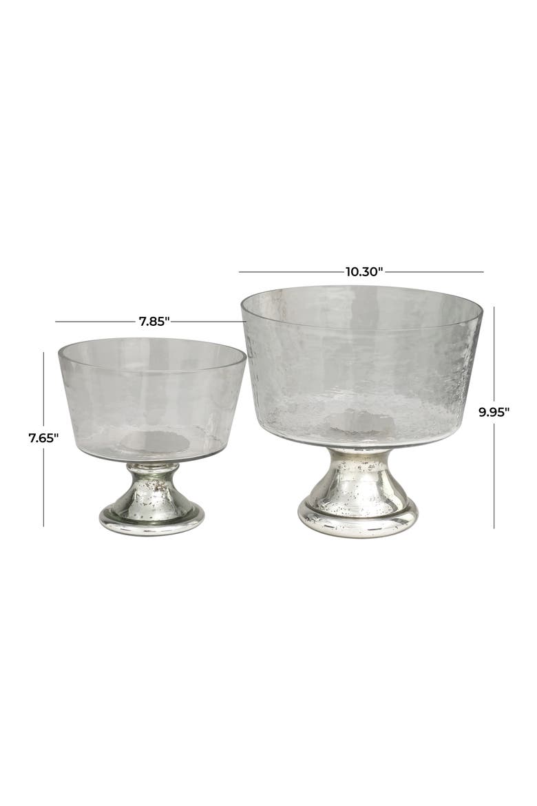 Set of 2 Silver Glass Decorative Bowls, Alternate, color, SILVER