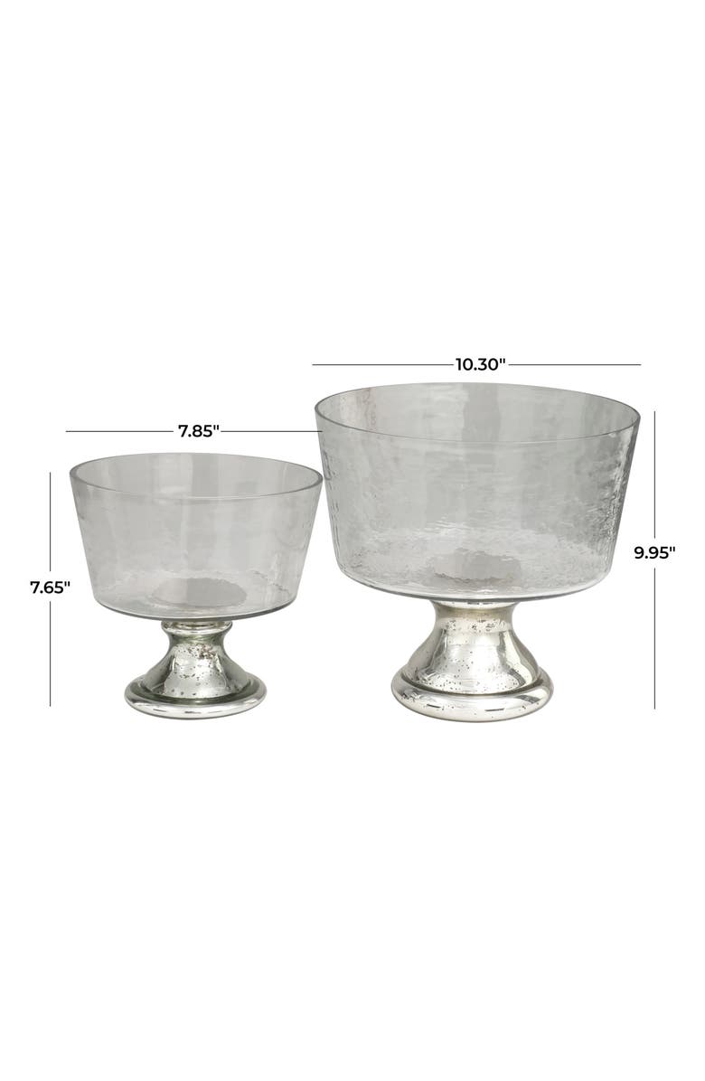 VIVIAN LUNE HOME Set of 2 Silver Glass Decorative Bowls, Alternate, color, Silver