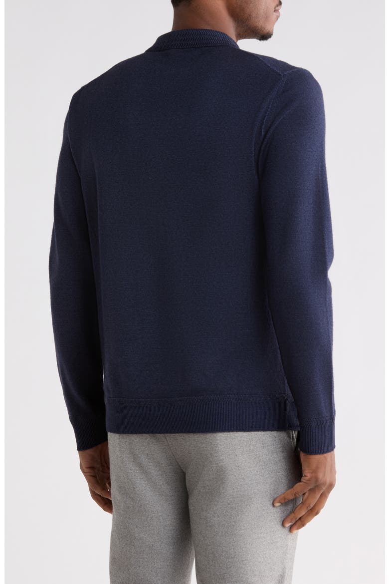 Alberni Zip Polo Merino Wool Sweater, Alternate, color, NAVY