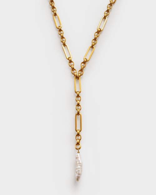 Katie Loxton Allure Waterproof Gold Pearl Lariat Necklace In Gold