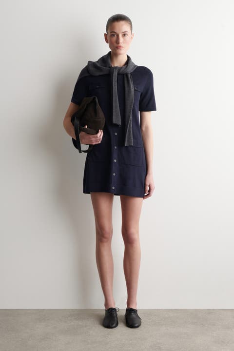 Pocket-detail Knitted Cotton Mini Dress