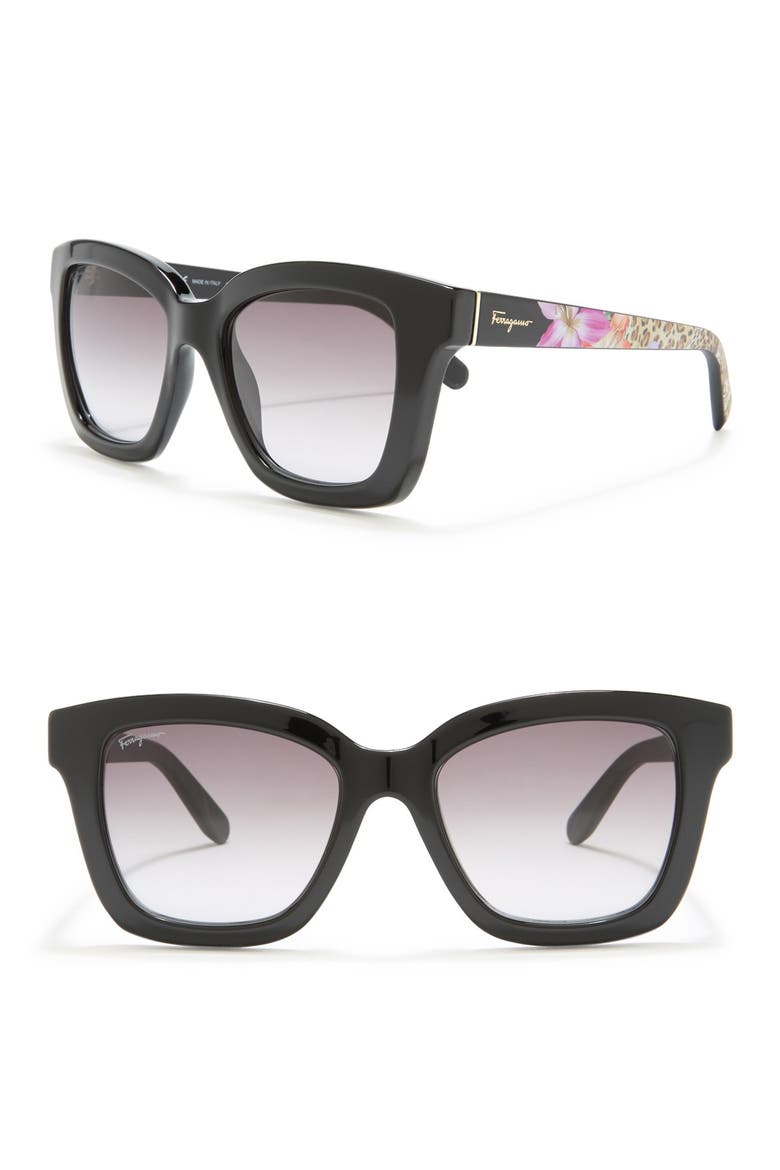 53mm Square Cat Eye Sunglasses, Alternate, color, BLACK