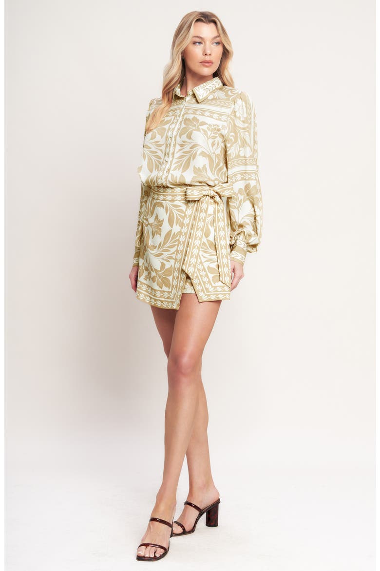 Botanical Print Long Sleeve Button Shirt, Alternate, color, TAUPE/ IVORY