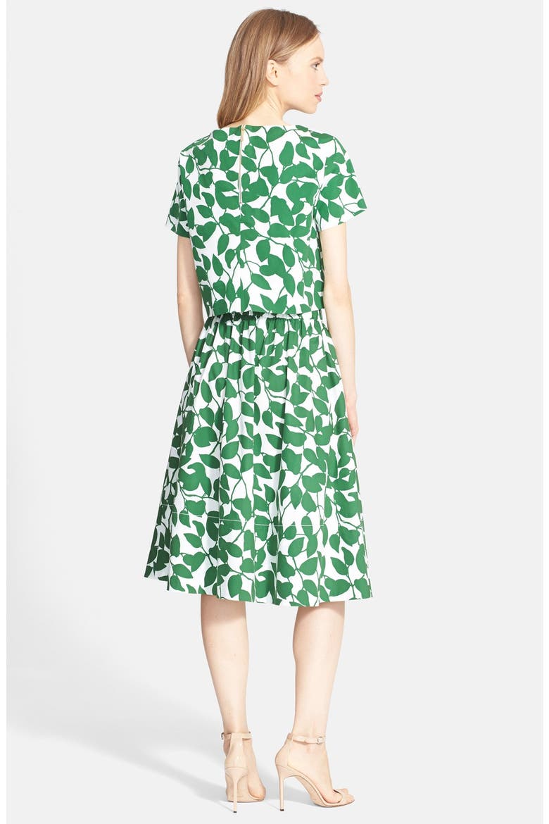 'garden leaves' print flare skirt, Alternate, color, LUCKY GREEN