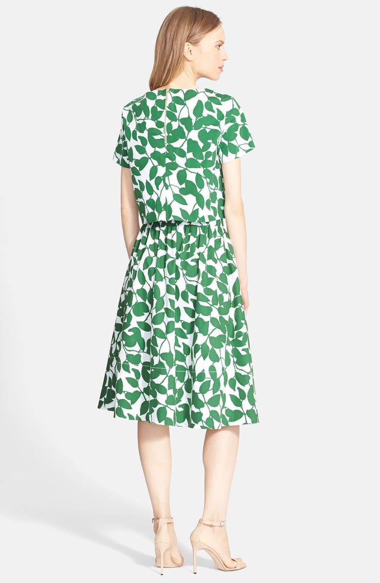 Kate Spade New York 'garden leaves' print flare skirt, Alternate, color,