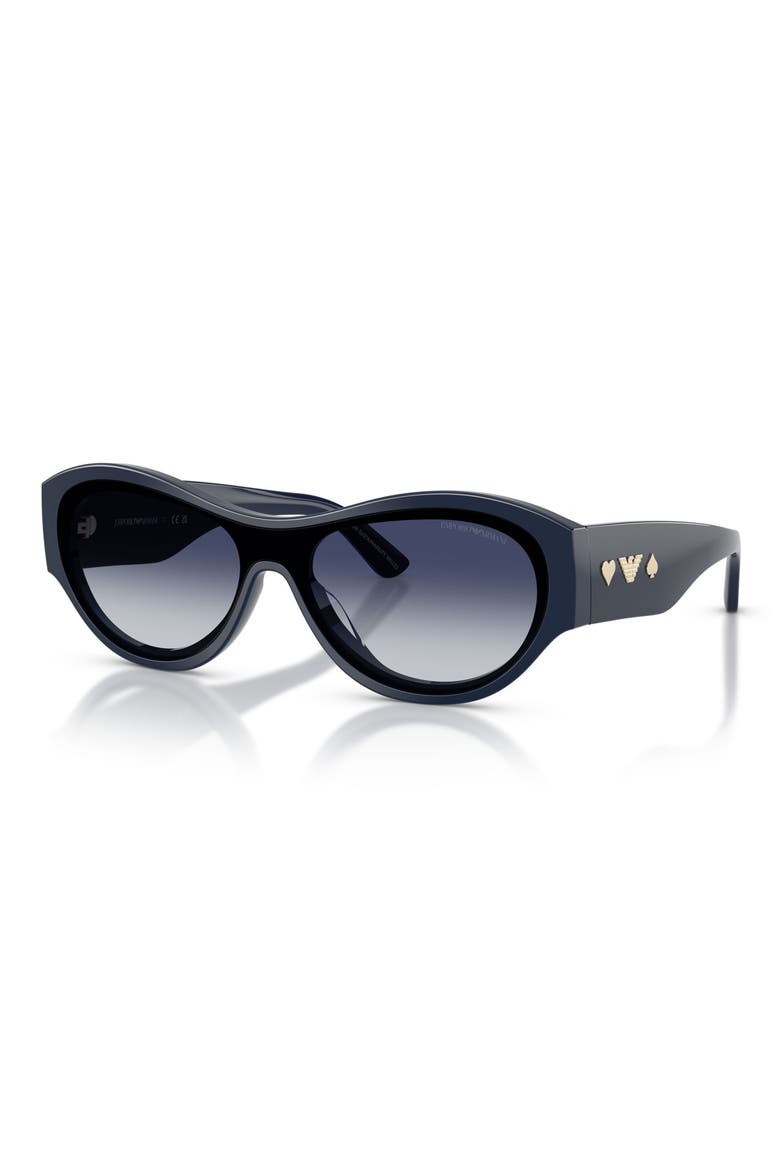 136mm Irregular Sunglasses, Alternate, color, SHINY BLUE / GREY BLUE