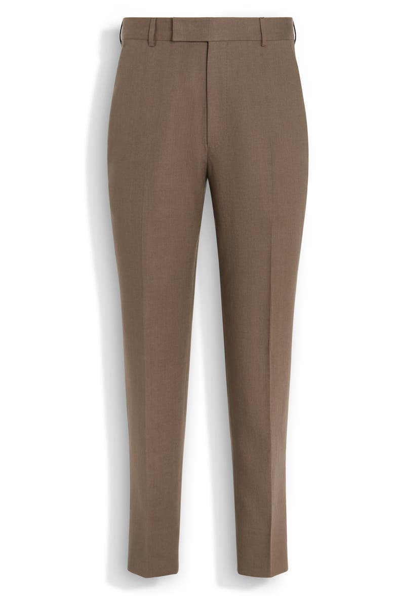 ZEGNA Linen Trousers, Alternate, color, Medium Brown