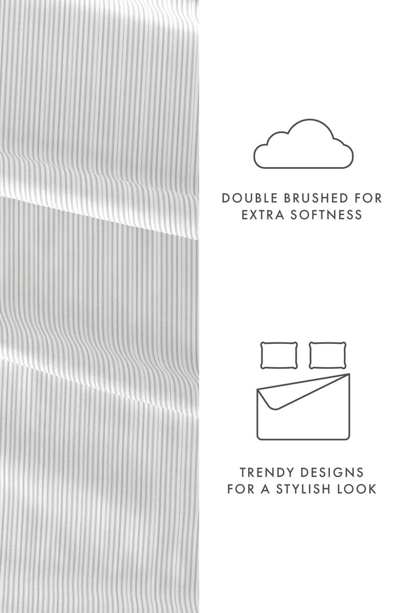 HOMESPUN Home Spun Premium Ultra Soft Pinstriped Pattern 4-Piece Bed Sheet Set, Alternate, color, Light Gray