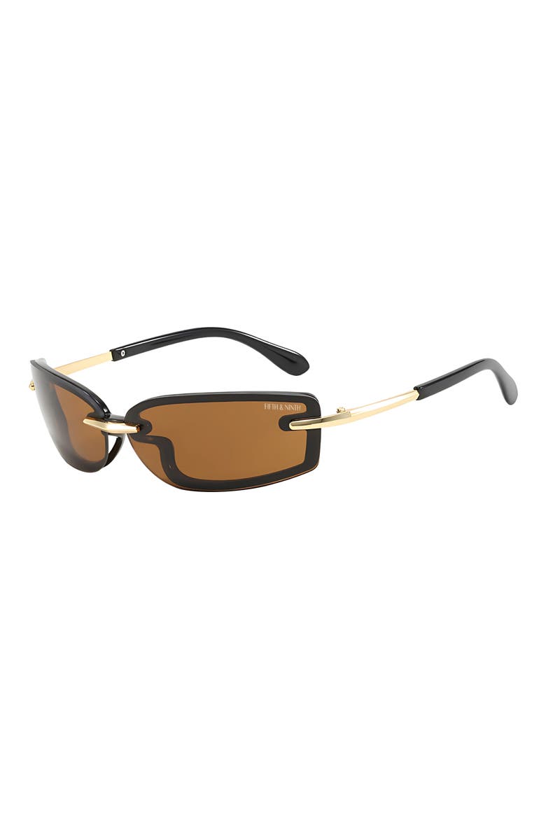 Zuri 66mm Oversize Rectangular Sunglasses, Alternate, color, BROWN/ GOLD