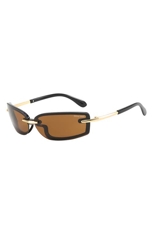 Fifth & Ninth Zuri 66mm Oversize Rectangular Sunglasses In Brown/gold