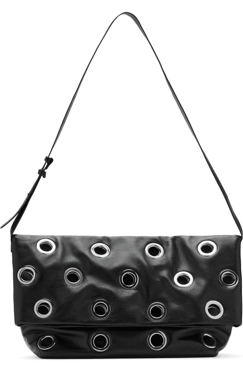 MANGO Faux Leather Eyelet Crossbody Bag, Main, color, Black